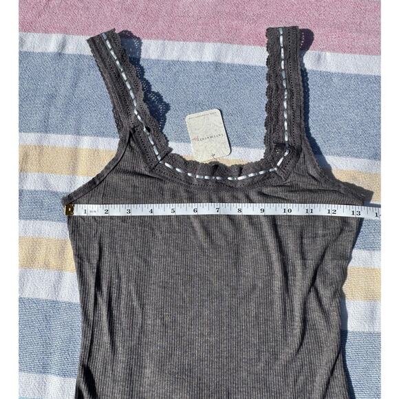 NWT, Free People Only You Tank - Heather Grey Crochet Detail, Sz S - Picture 5 of 6